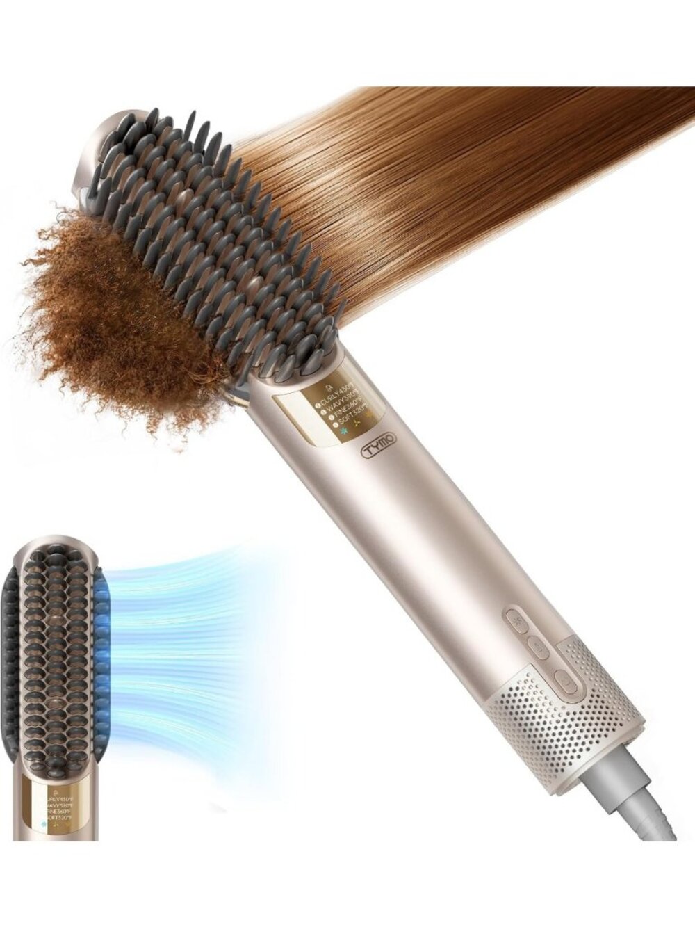 2-in-1 Hair Straightener Brush & Blow Dryer, Fast Wet to Dry Styling Tool, Ionic